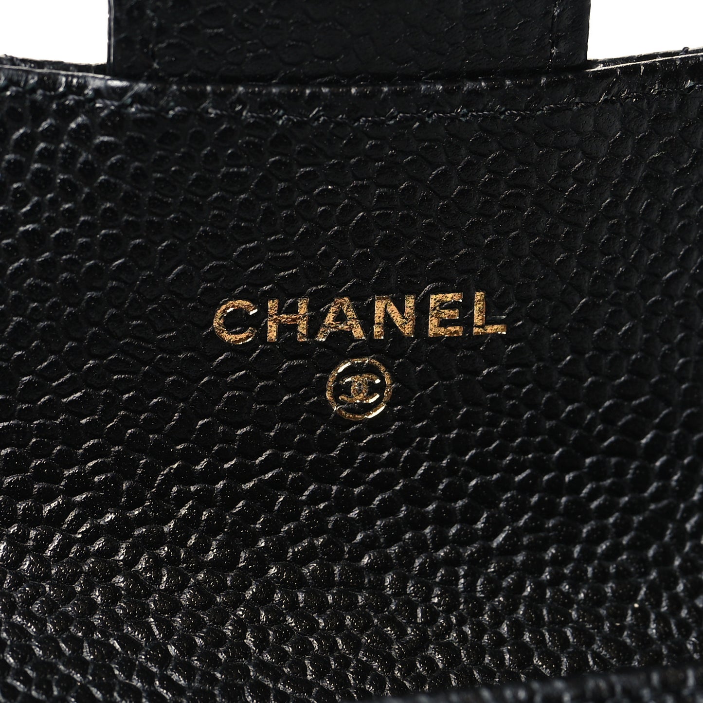 Caviar Quilted Flap Card Holder Wallet Black