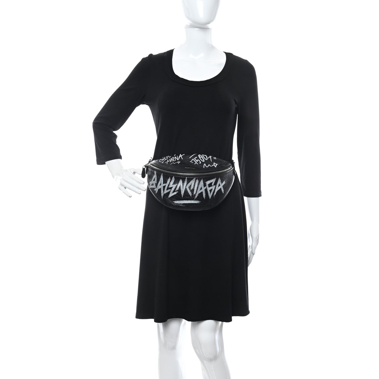 Agneau Arena Graffiti All Over XS Souvenir Belt Bag Black White