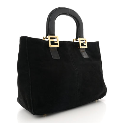 Fendi Suede Calfskin Holdall Tote Black 3 of 11