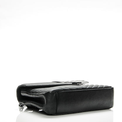 Saint Laurent Sheepskin Matelasse Chevron Monogram Monochrome Large College Satchel Black 4 of 8