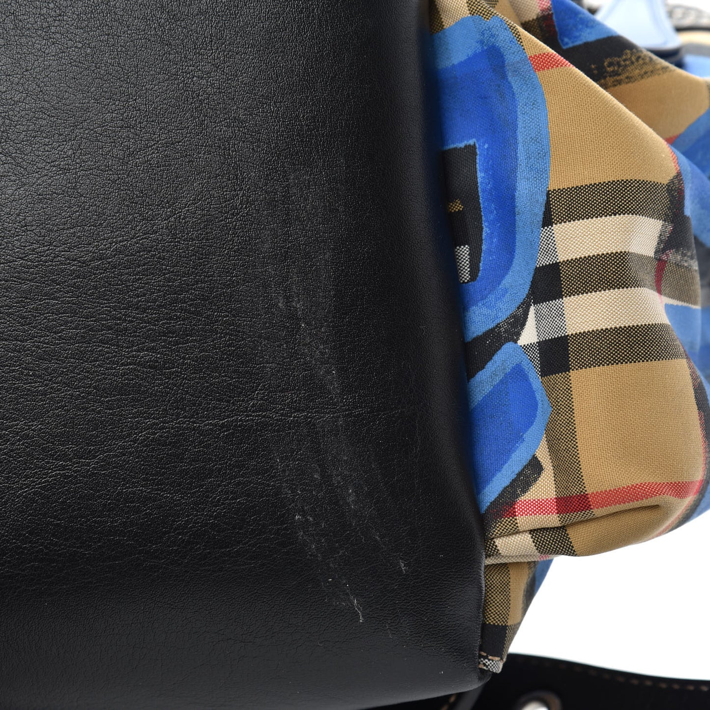 Vintage Check Graffiti Print Large Rucksack Backpack Blue Antique Yellow
