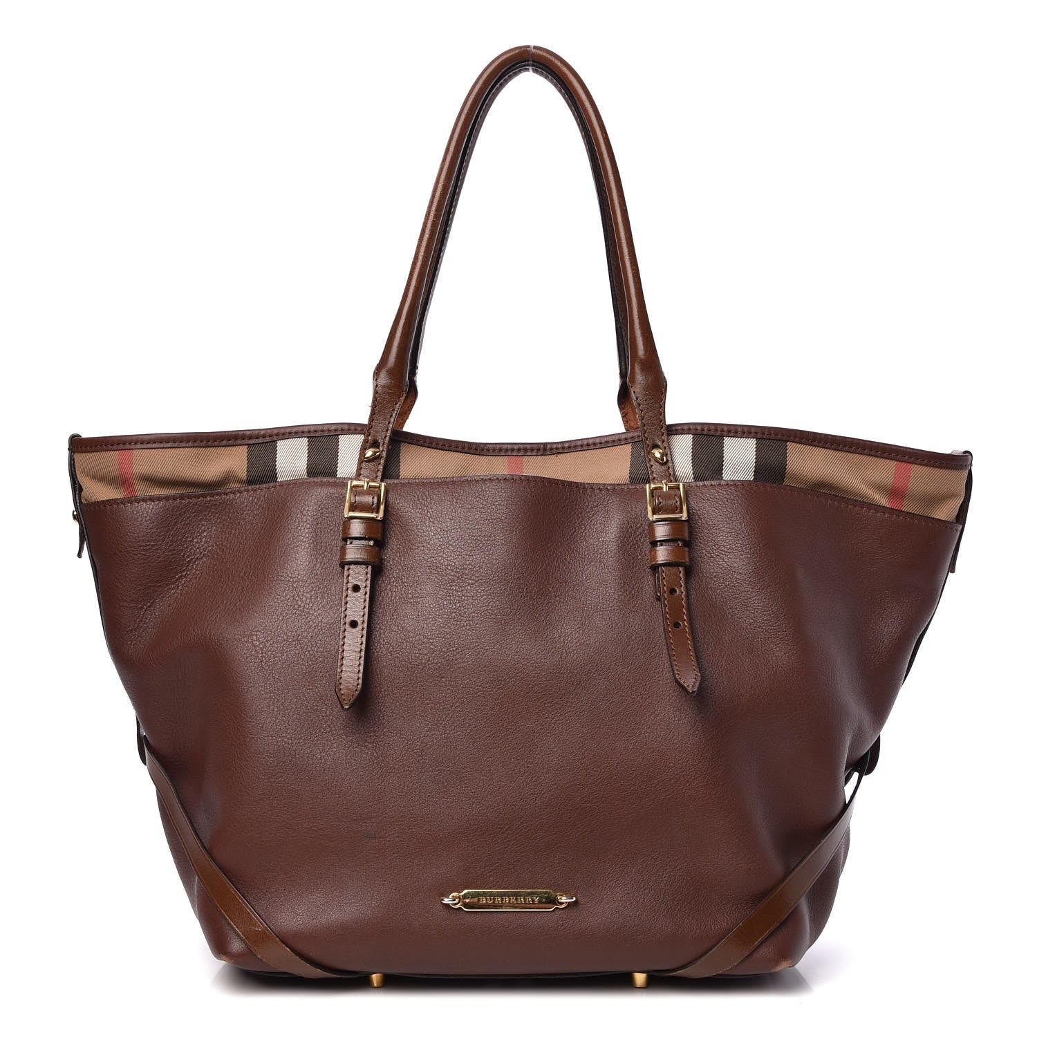 Burberry Calfskin House Check Medium Salisbury Tote Brown 1 of 17