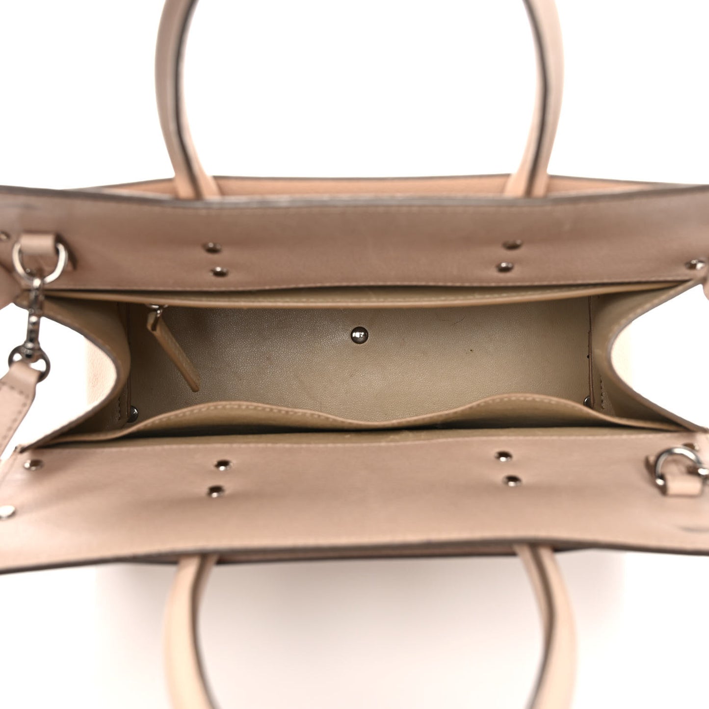 Grained Calfskin Small Horizon Satchel Beige