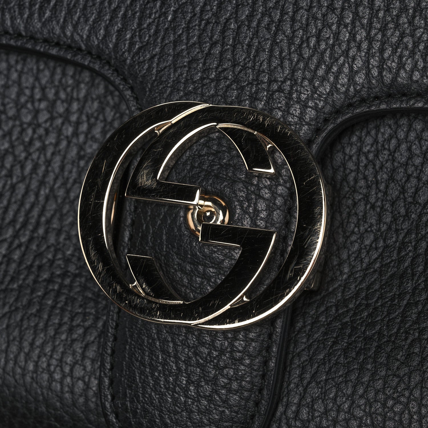 Gucci Dollar Calfskin Interlocking G Top Handle Shoulder Bag Black 11 of 12