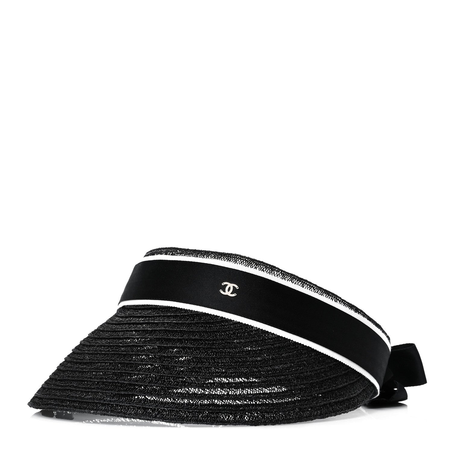 Chanel Abaca Cotton Ribbon Visor M Black 1 of 7