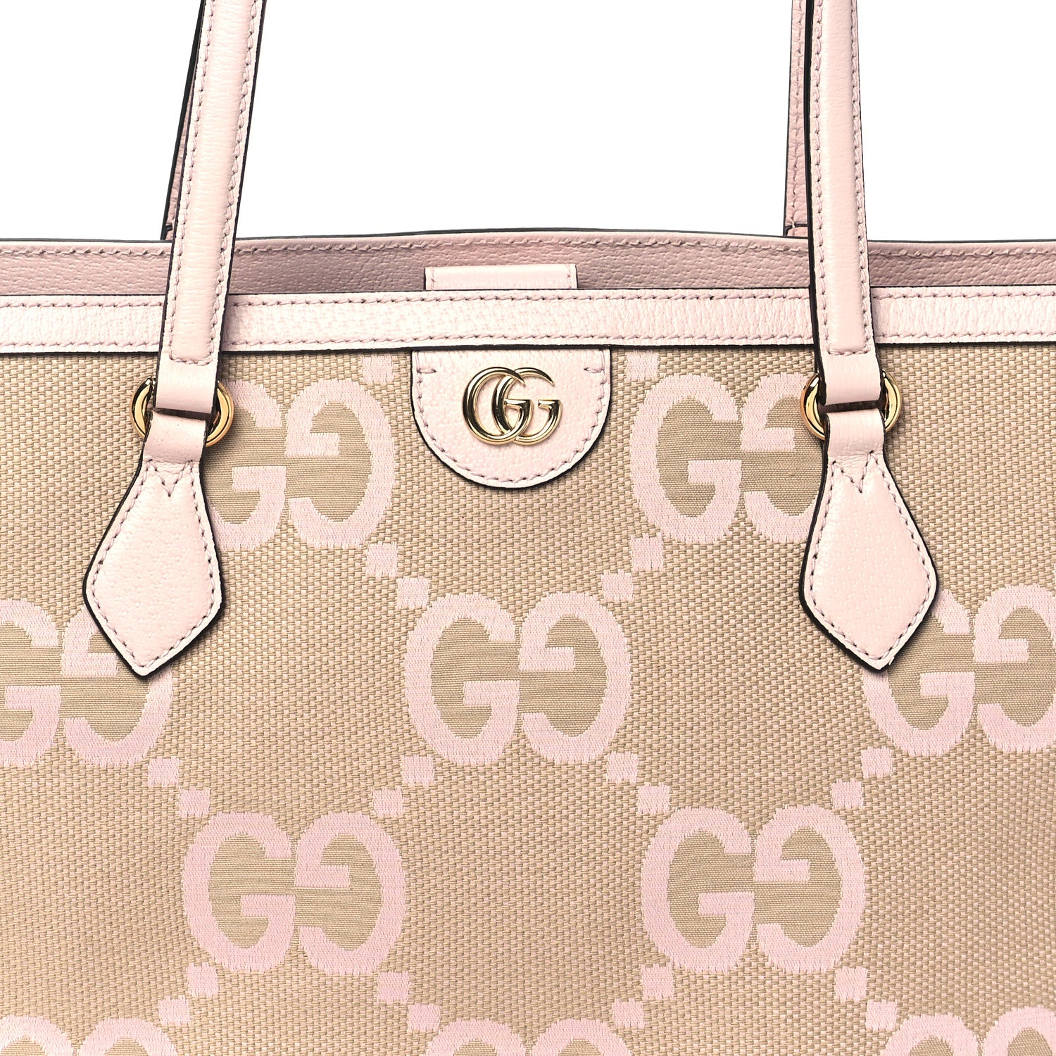 Gucci Monogram Jumbo GG Textured Dollar Calfskin Medium Ophidia Shopping Tote Beige Perfect Pink 8 of 12