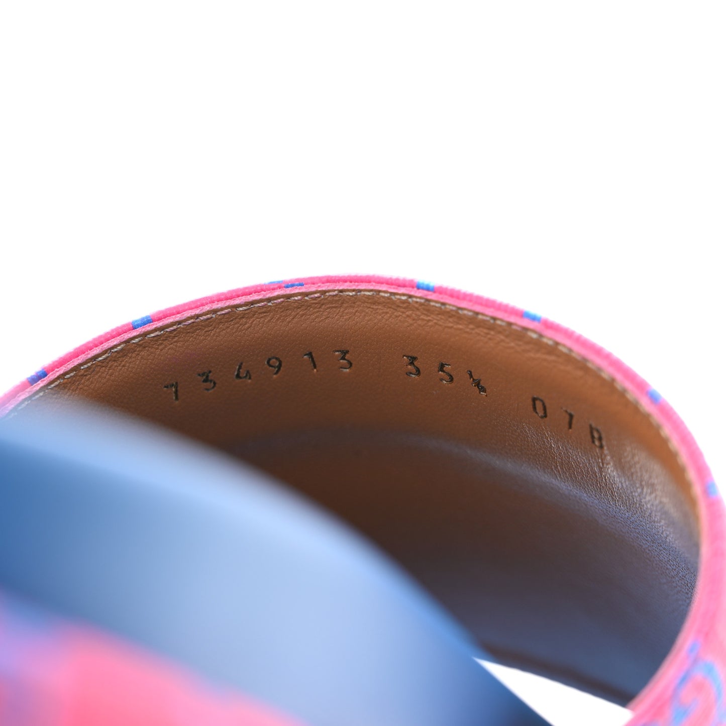 GG Supreme Joy Monogram Angelina Platform Slide Sandals 35.5 Fuxia Blue