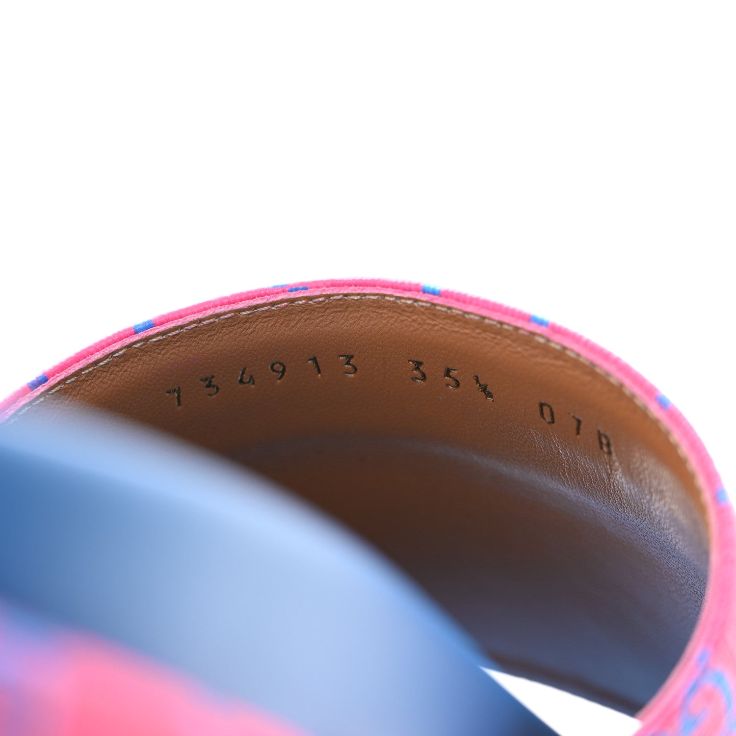 Gucci GG Supreme Joy Monogram Angelina Platform Slide Sandals 35.5 Fuxia Blue 10 of 11