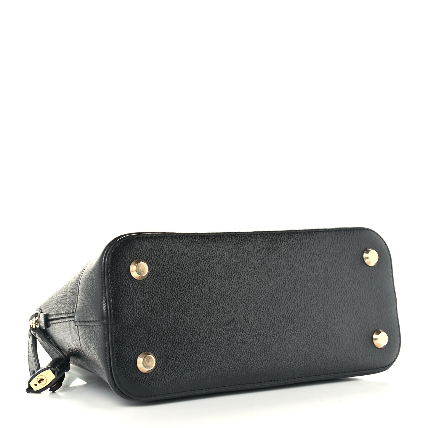 Grained Calfskin Logo S Ville Top Handle Bag Black White