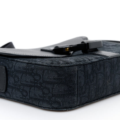 Christian Dior Oblique Jacquard Grained Calfskin Saddle Pouch With Strap Black 9 of 10