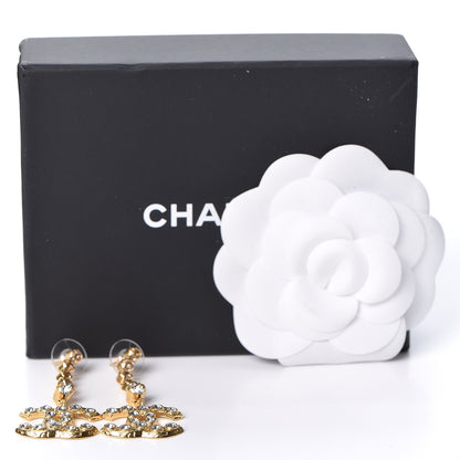 Chanel CC Crystal Drop Earrings Gold 5 of 5