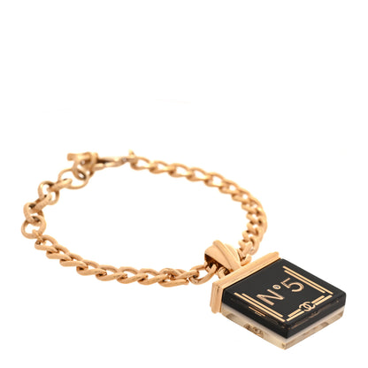 Chanel Metal Resin Crystal No 5 Bracelet Gold Black White 3 of 5