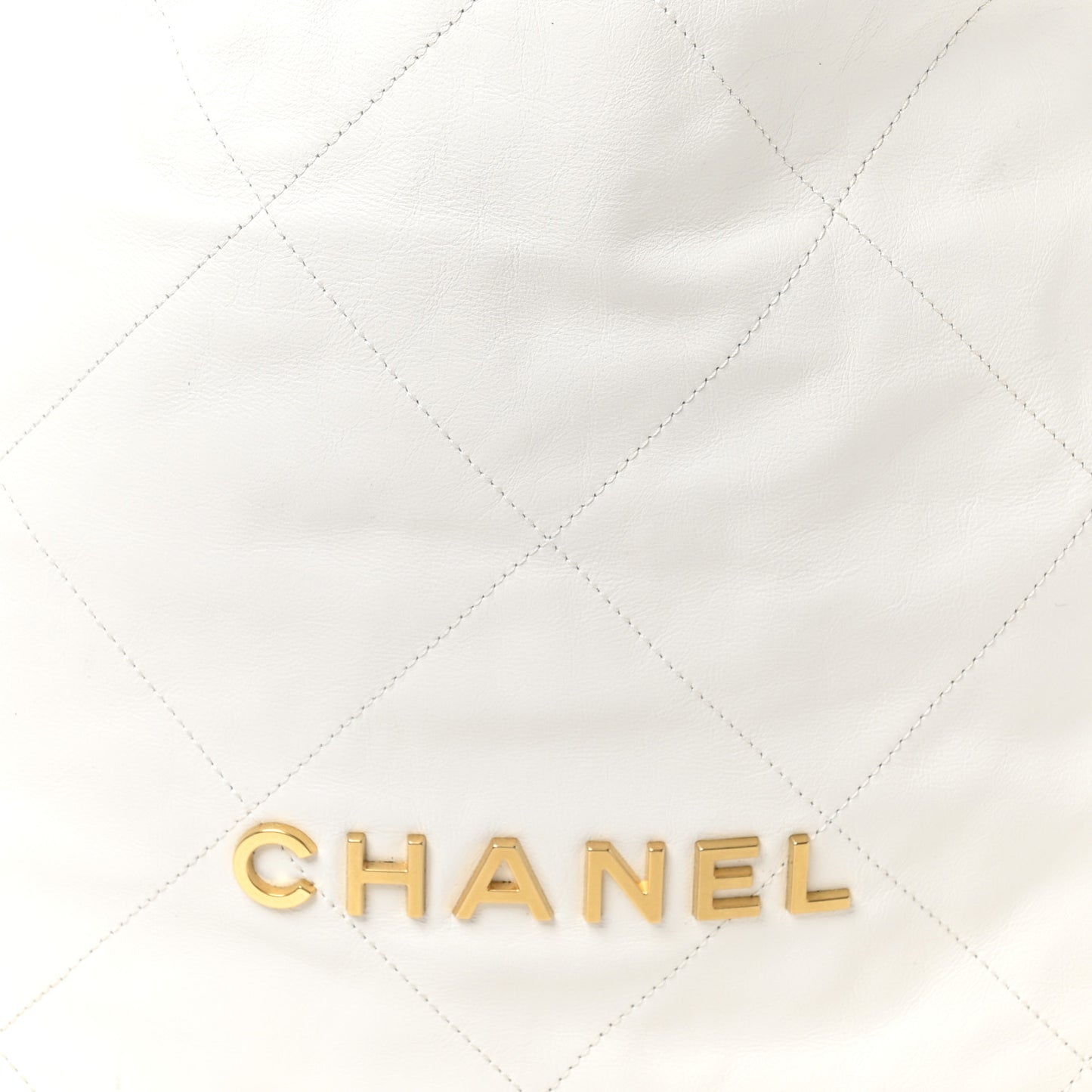 Shiny Calfskin Quilted Large Chanel 22 White