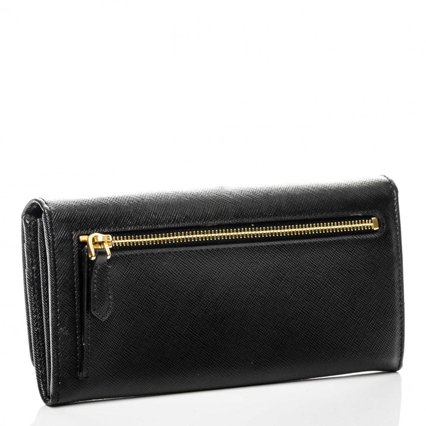 Saffiano Metal Continental Flap Wallet Nero Black