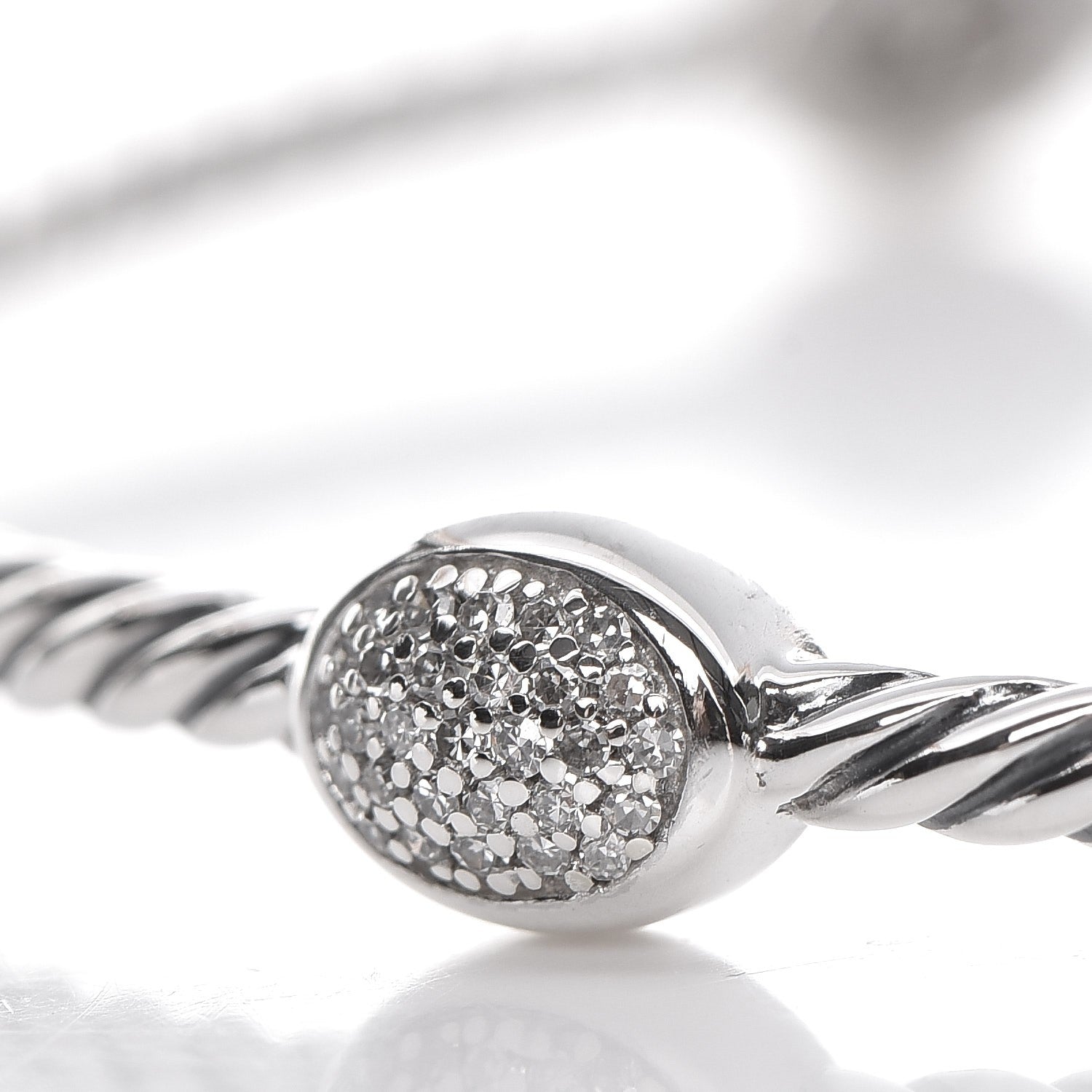 David Yurman Sterling Silver Diamond 3mm Confetti Three Station Bangle 3 of 4