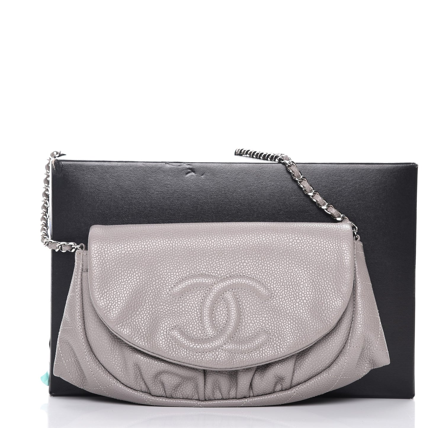 Caviar Half Moon Wallet On Chain WOC Light Grey