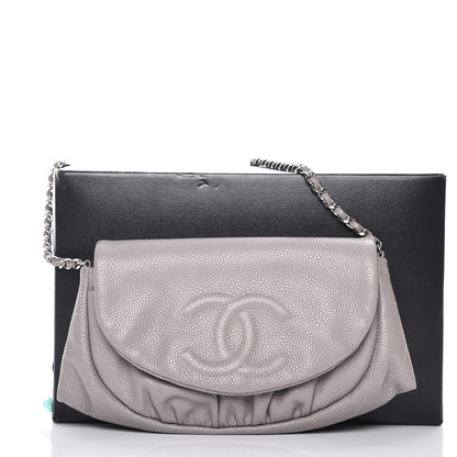 Chanel Caviar Half Moon Wallet On Chain WOC Light Grey 9 of 9