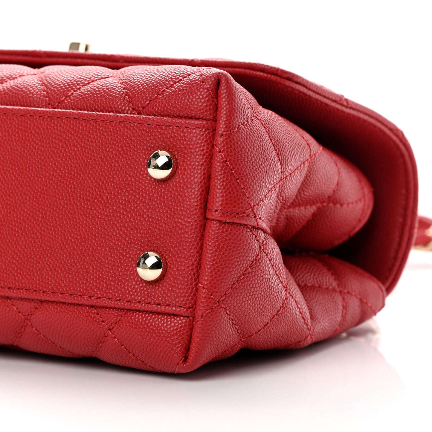 Caviar Lizard Embossed Quilted Mini Coco Handle Flap Red