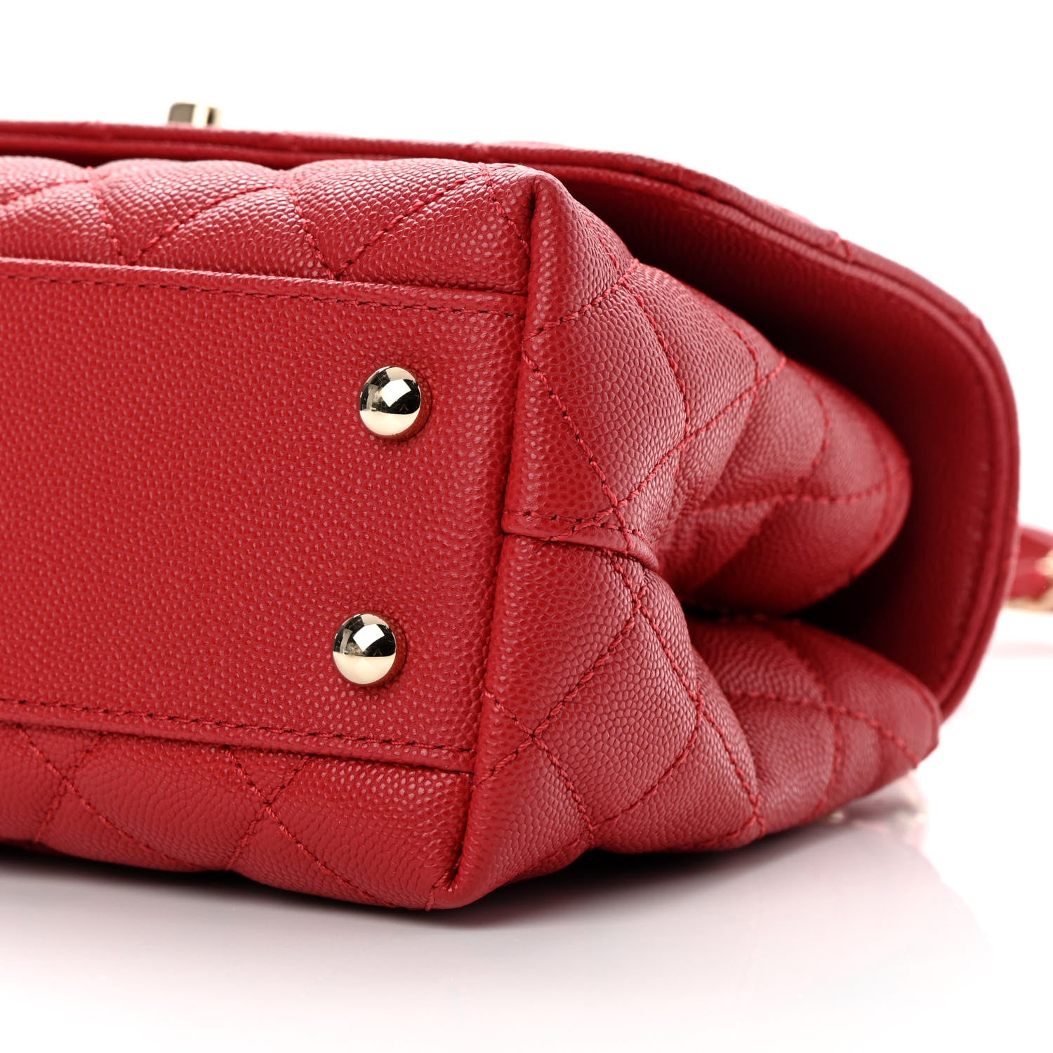 Chanel Caviar Lizard Embossed Quilted Mini Coco Handle Flap Red 10 of 11