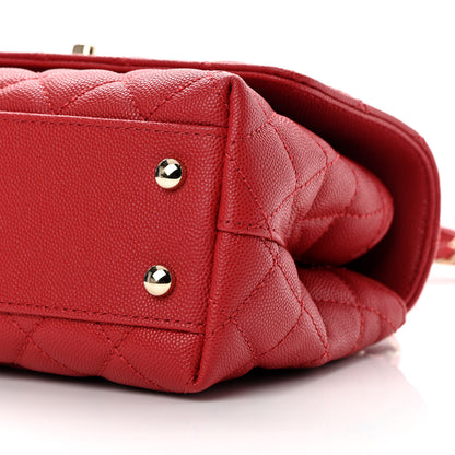 Chanel Caviar Lizard Embossed Quilted Mini Coco Handle Flap Red 10 of 11
