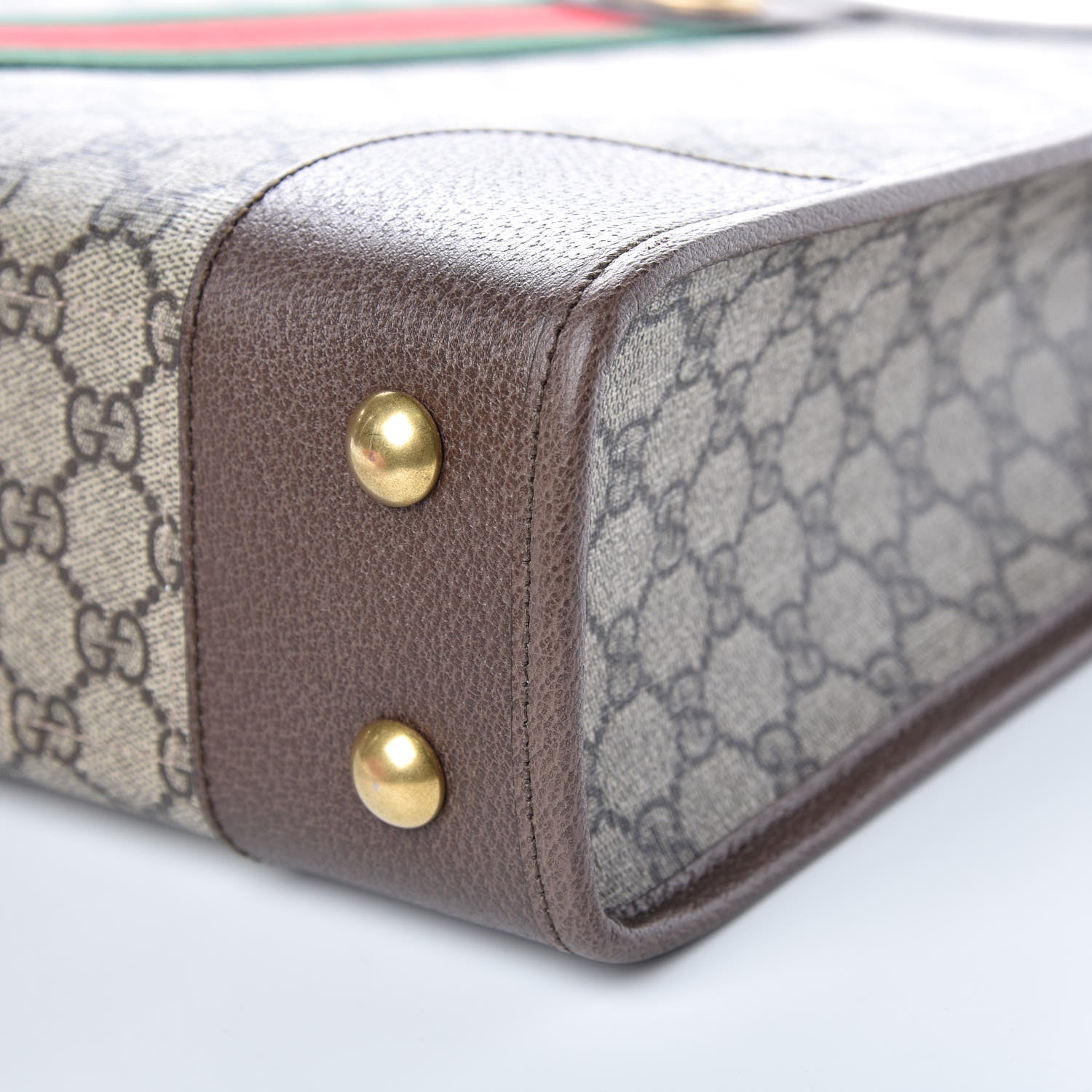 Gucci GG Supreme Monogram Textured Calfskin Web Medium Ophidia Slip Handle Tote Beige Ebony New Acero 9 of 9