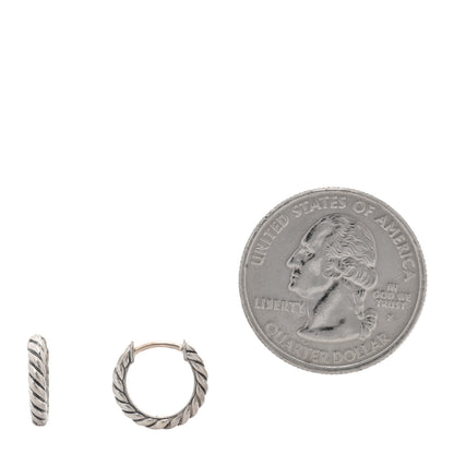 David Yurman Sterling Silver Sculpted Cable Micro Huggie Hoop Earrings 2 of 4
