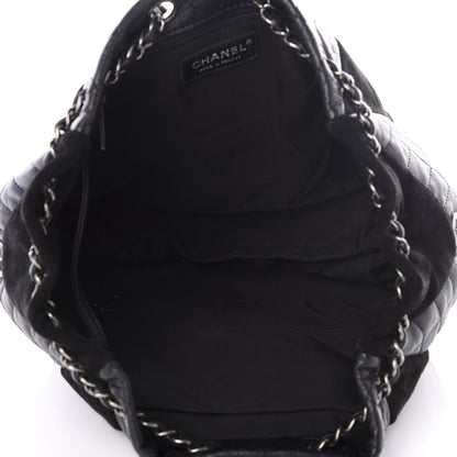 Chanel Goatskin Suede Calfskin Quilted Patchwork Drawstring Bag Black 4 of 9