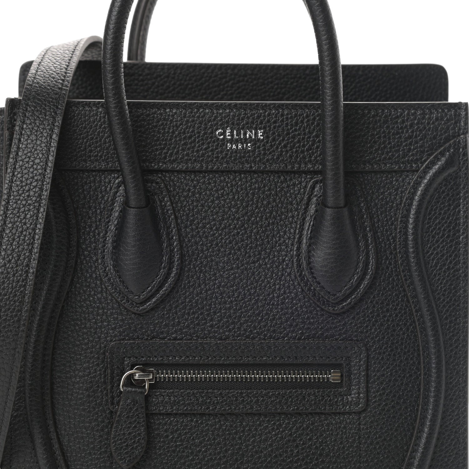 Celine Drummed Calfskin Nano Luggage Black 8 of 10