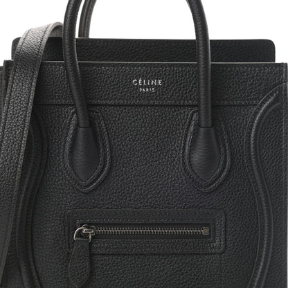 Celine Drummed Calfskin Nano Luggage Black 8 of 10
