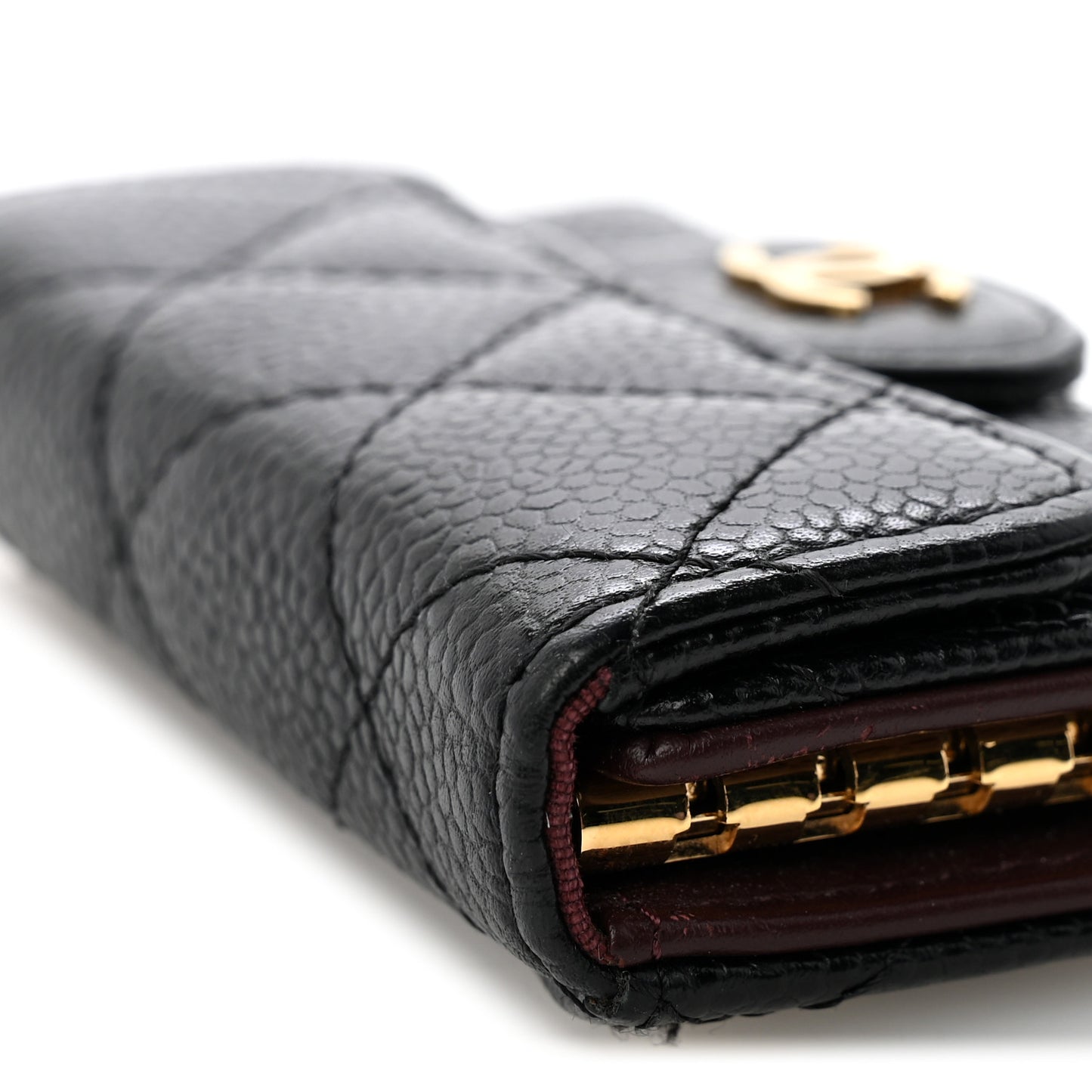 Caviar Quilted 6 Key Holder Black
