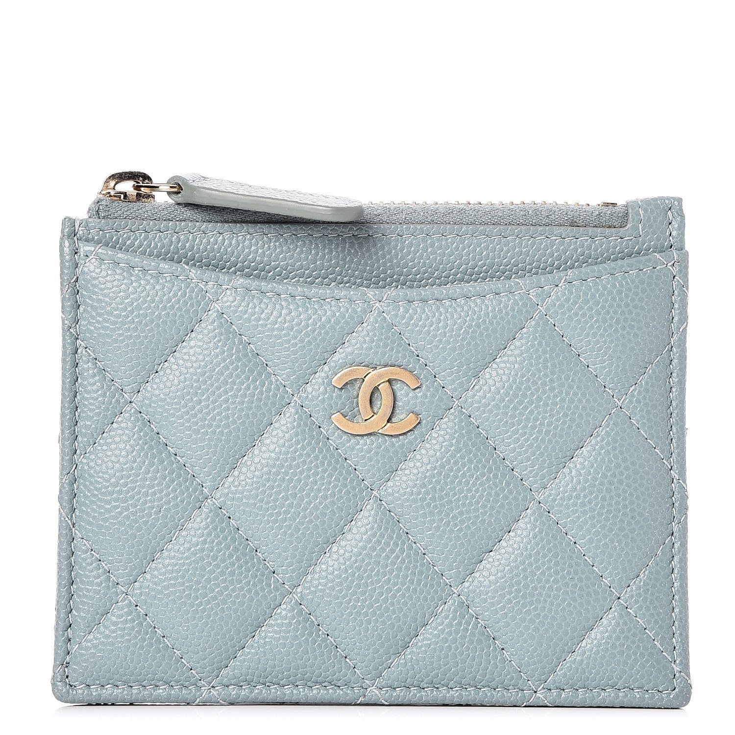 Chanel Iridescent Caviar Quilted Card Holder Light Blue 1 of 3
