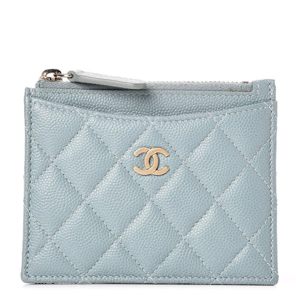 Chanel Iridescent Caviar Quilted Card Holder Light Blue 1 of 3