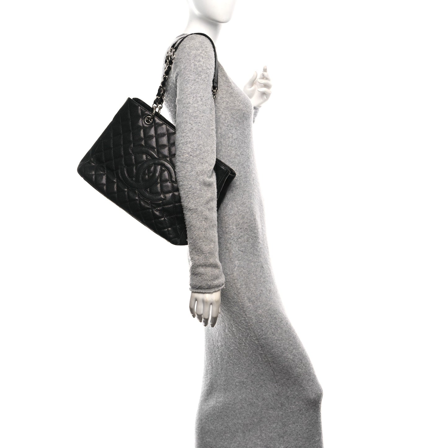 Caviar Quilted Grand Shopping Tote GST Black
