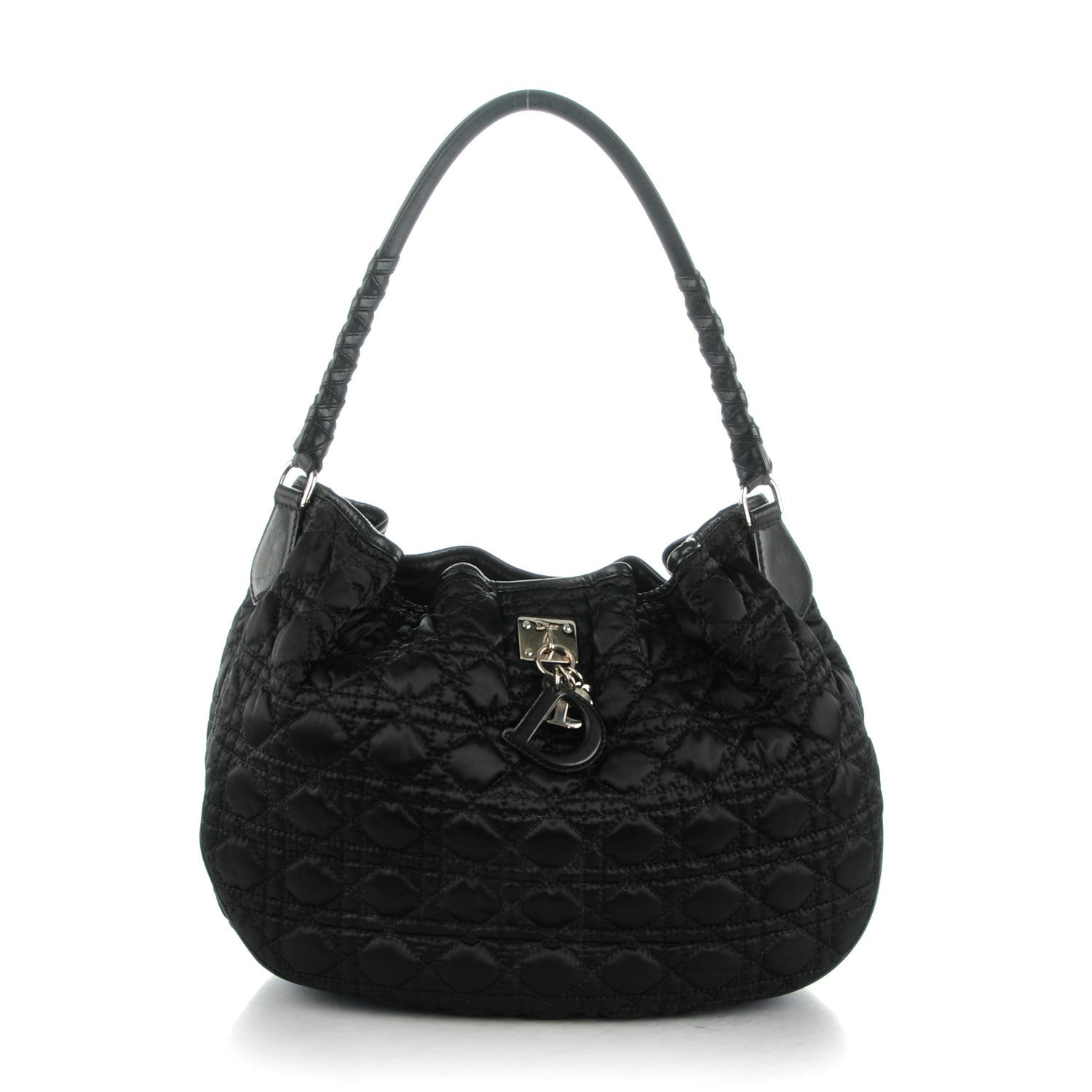 Christian Dior Satin Cannage Charming Hobo Black 1 of 8