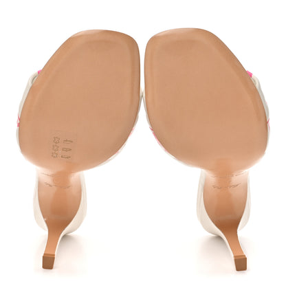Louis Vuitton Lambskin Embossed Monogram By The Pool Revival High Heel Mules 41 White Pink 5 of 8