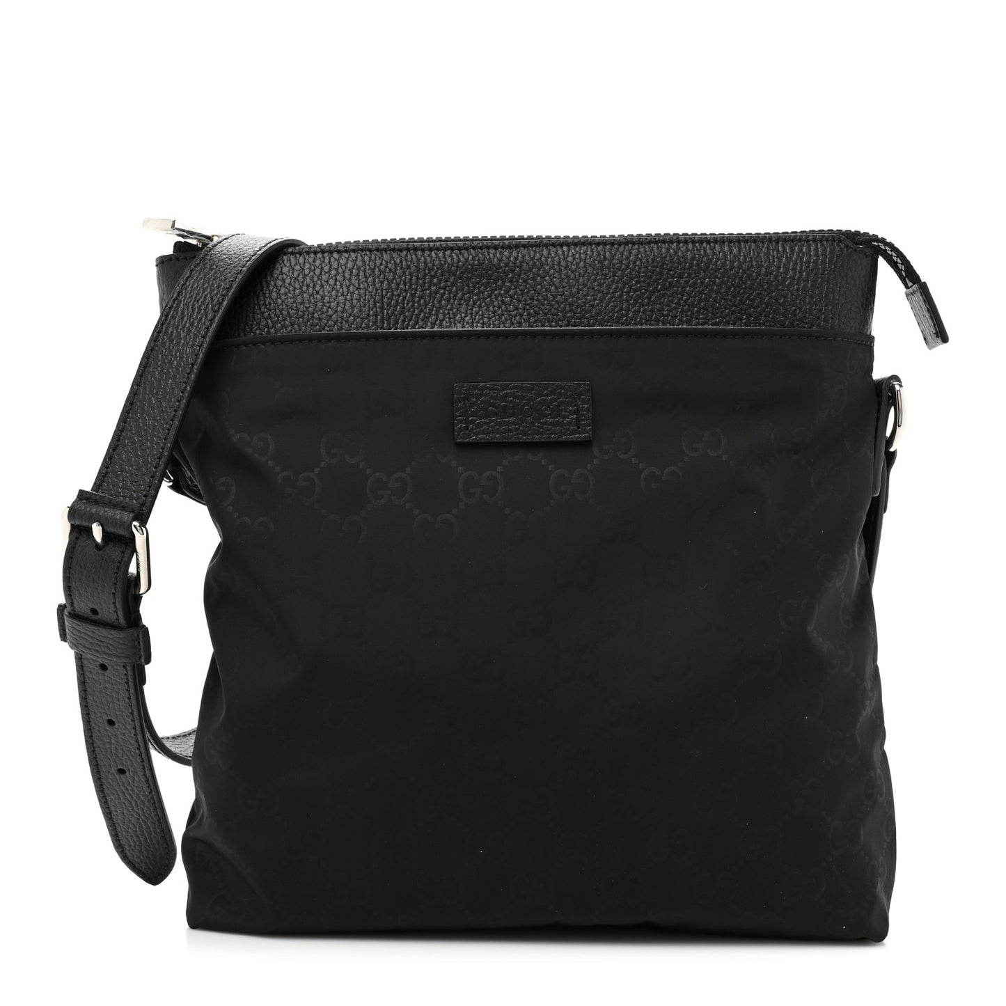 Nylon Monogram Dollar Calfskin Flat Messenger Bag Black