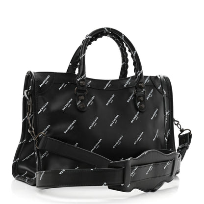 Balenciaga Veau Allover Logo Classic Hardware S City Black White 3 of 11