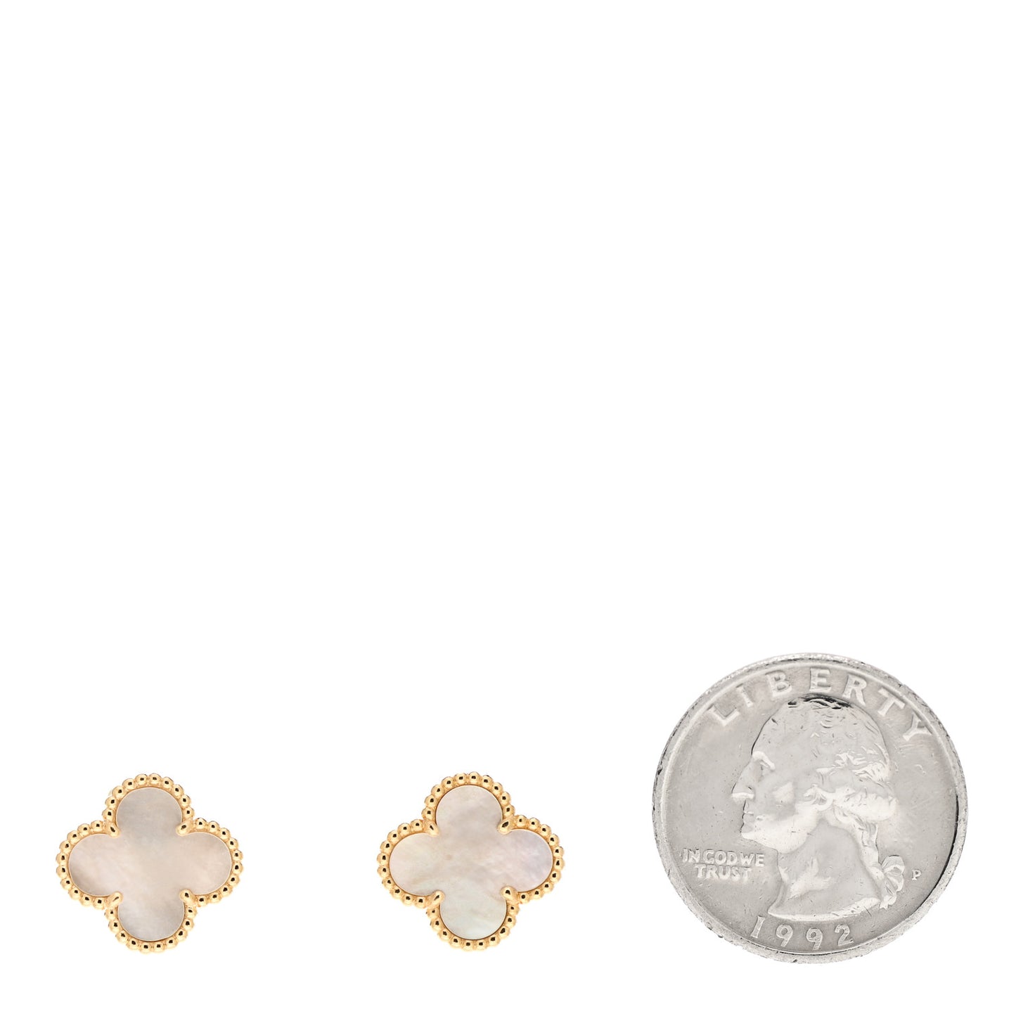 18K Yellow Gold Mother of Pearl Vintage Alhambra Earrings