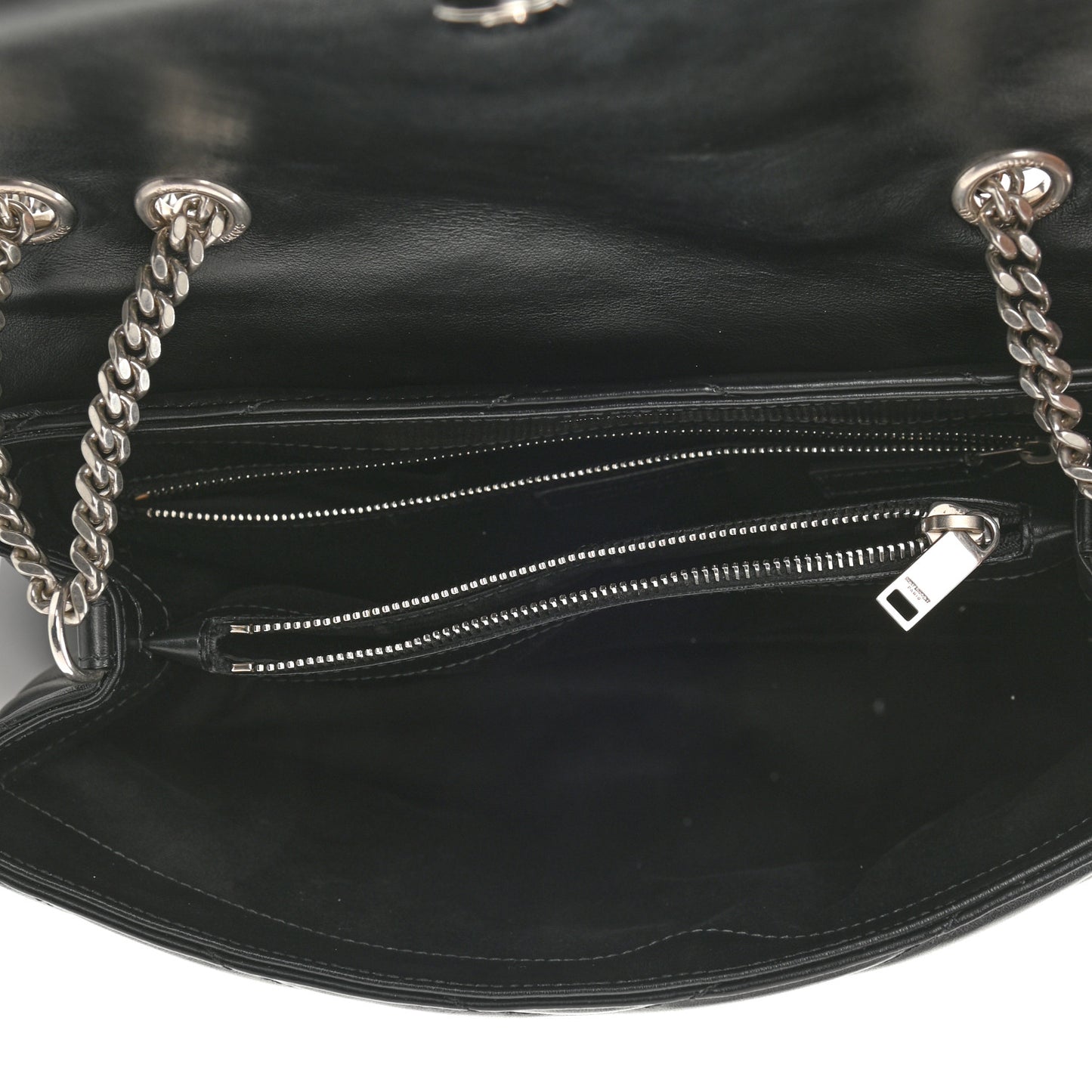 Calfskin Y Quilted Monogram Medium Loulou Chain Satchel Black