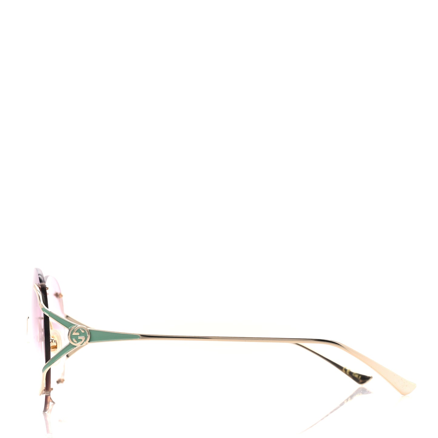 Metal Oversized Round Frame Sunglasses GG0645S Gold Blue