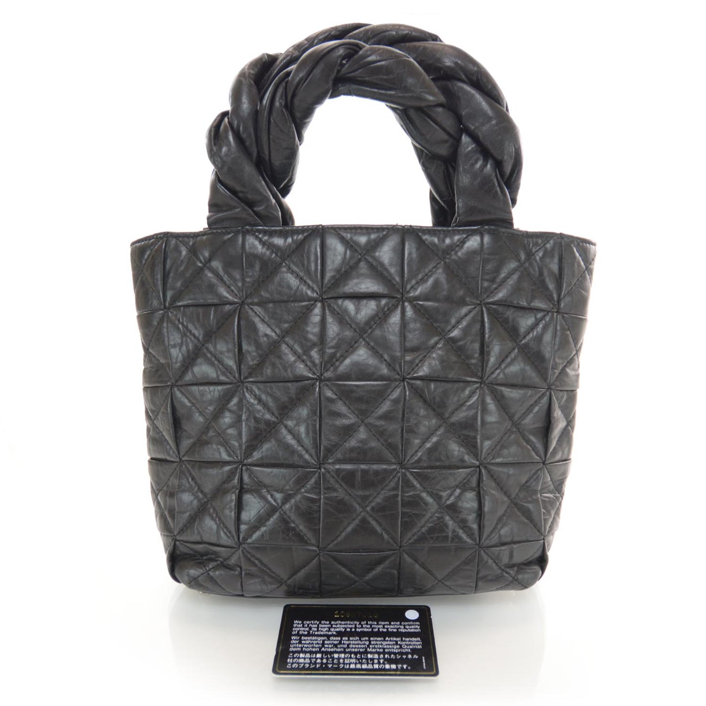 Calfskin Quilted Small Origami Tote Black