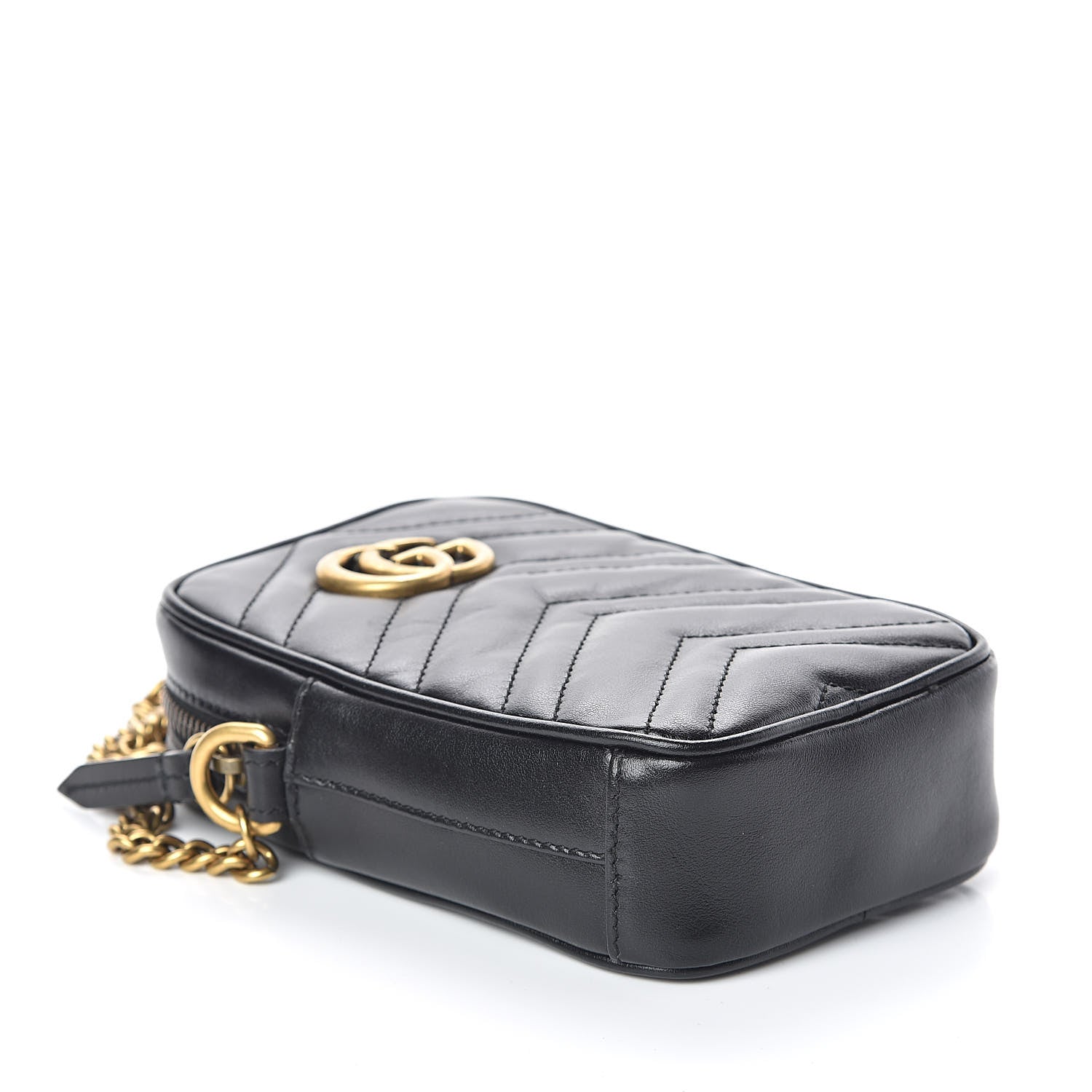 Gucci Calfskin Matelasse Mini GG Marmont Crossbody Bag Black 4 of 9