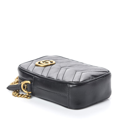 Gucci Calfskin Matelasse Mini GG Marmont Crossbody Bag Black 4 of 9