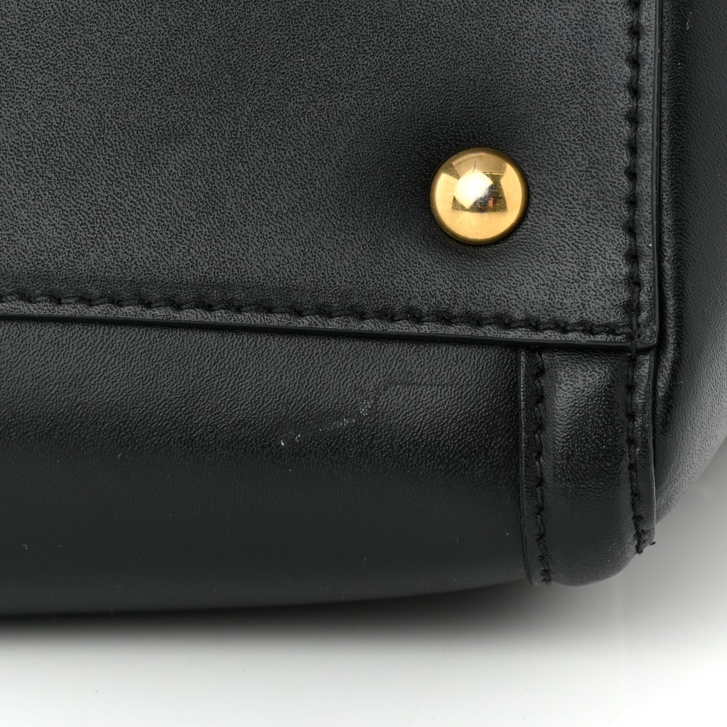 Calfskin Stitched Double Handle Medium Amy Tote Black