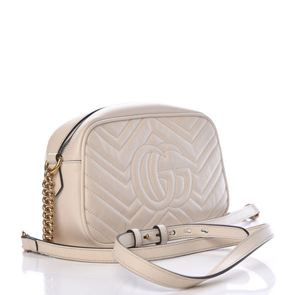 Gucci Calfskin Matelasse Small GG Marmont Chain Shoulder Bag White 3 of 12