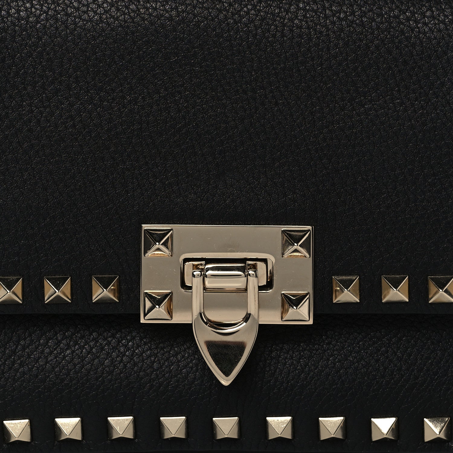 Valentino Garavani Grainy Calfskin Small Rockstud Top Handle Bag Black 7 of 9