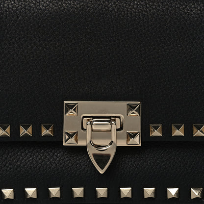 Valentino Garavani Grainy Calfskin Small Rockstud Top Handle Bag Black 7 of 9