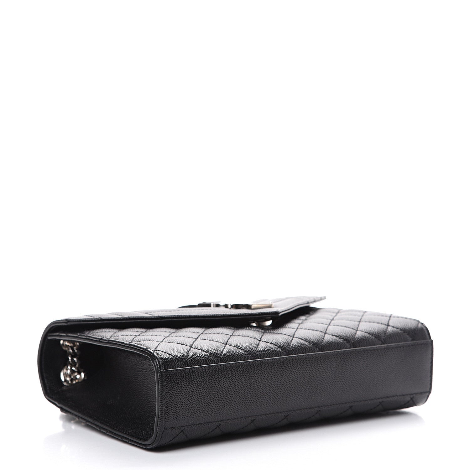 Saint Laurent Grain De Poudre Textured Mixed Matelasse Triquilt Medium Monogram Satchel Black 3 of 9
