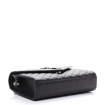 Saint Laurent Grain De Poudre Textured Mixed Matelasse Triquilt Medium Monogram Satchel Black 3 of 9