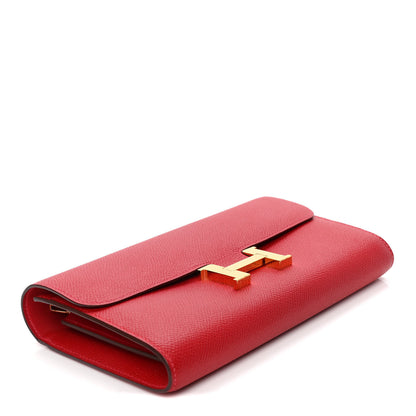 Hermes Epsom Constance Long Wallet Rouge Casaque 2 of 5